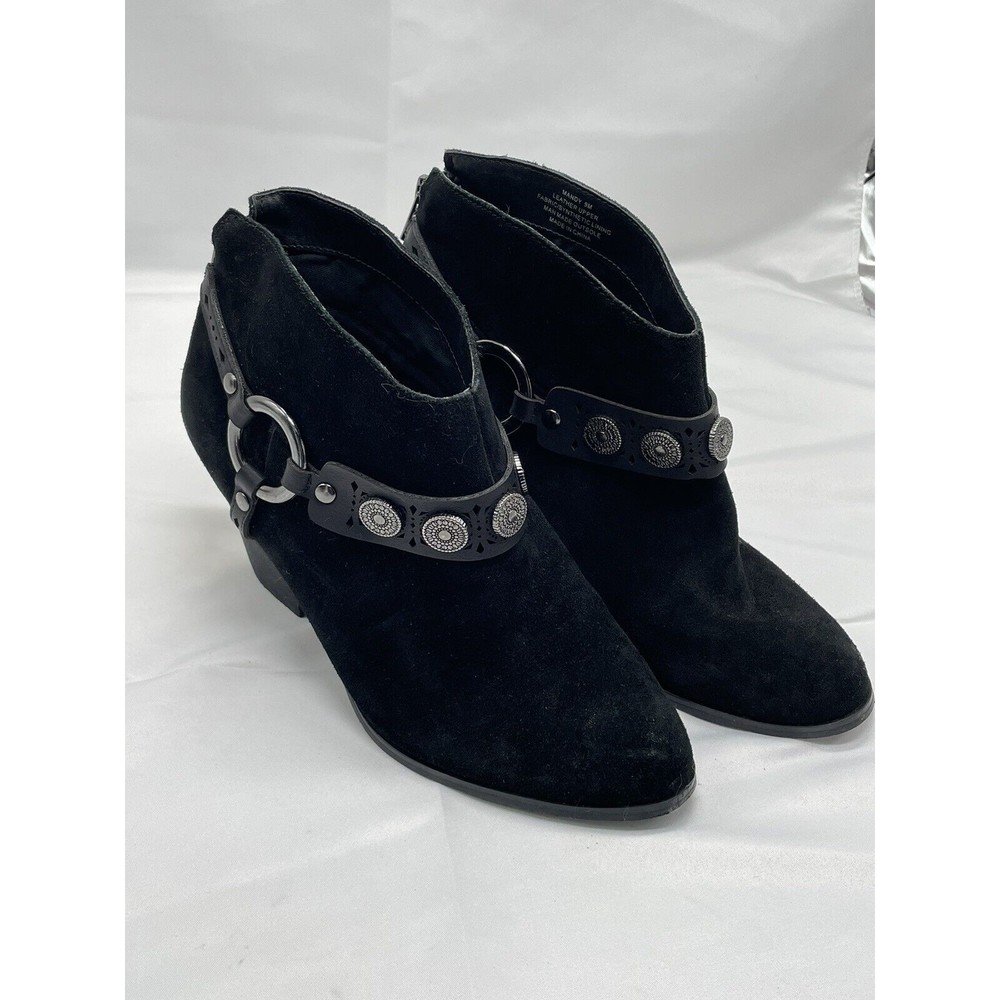 Yellow Box Mandy Womans Sz 9M Leather Black Heeled Ankle Boot